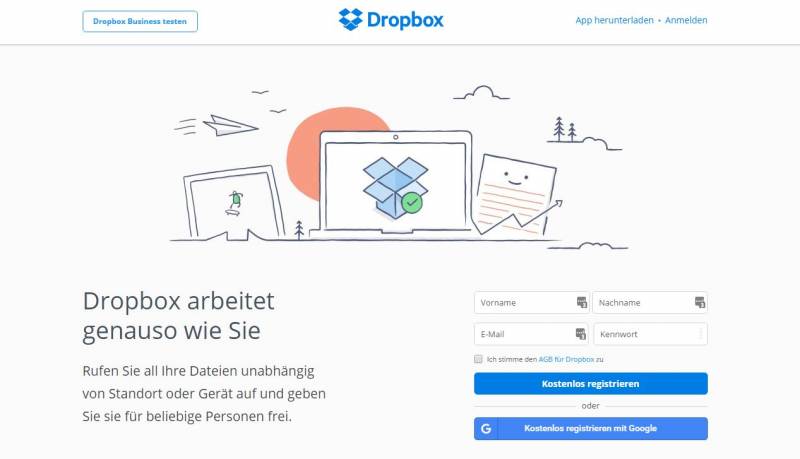 Dropbox-Startseite: Was passiert mit digitalem Nachlass in der Dropbox?
